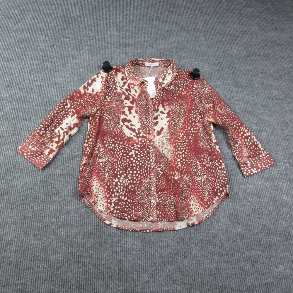 THE NOLI SHOP Blouse Womens L Brown Animal Print Collared Chiffon Tunic NWT